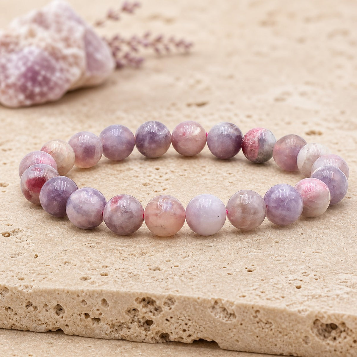 Bracelet Tourmaline Rose 10 mm – Confiance Tendre