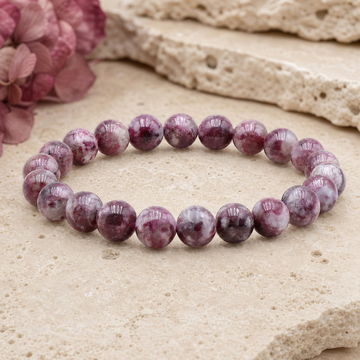 Bracelet Tourmaline Rose 10 mm – Douceur du Sentiment