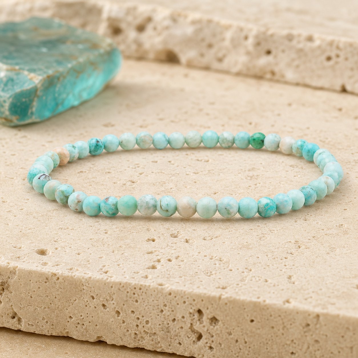 Bracelet Turquoise 4 mm – Apaisement de l’Éloignement