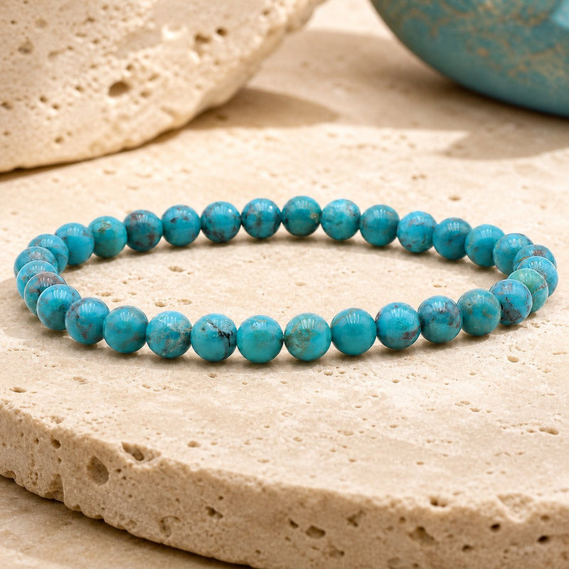 Bracelet Turquoise d'Arizona 6 mm – Protection de l’Espace
