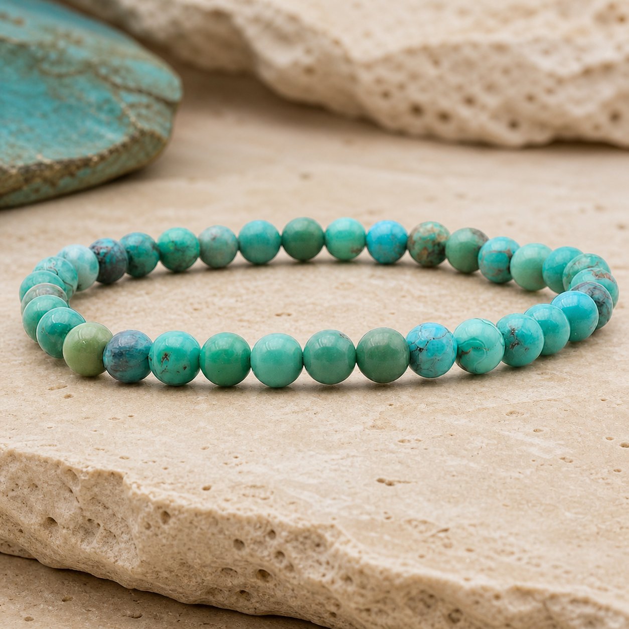 Bracelet Turquoise du Tibet 6 mm – Recueillement Paisible