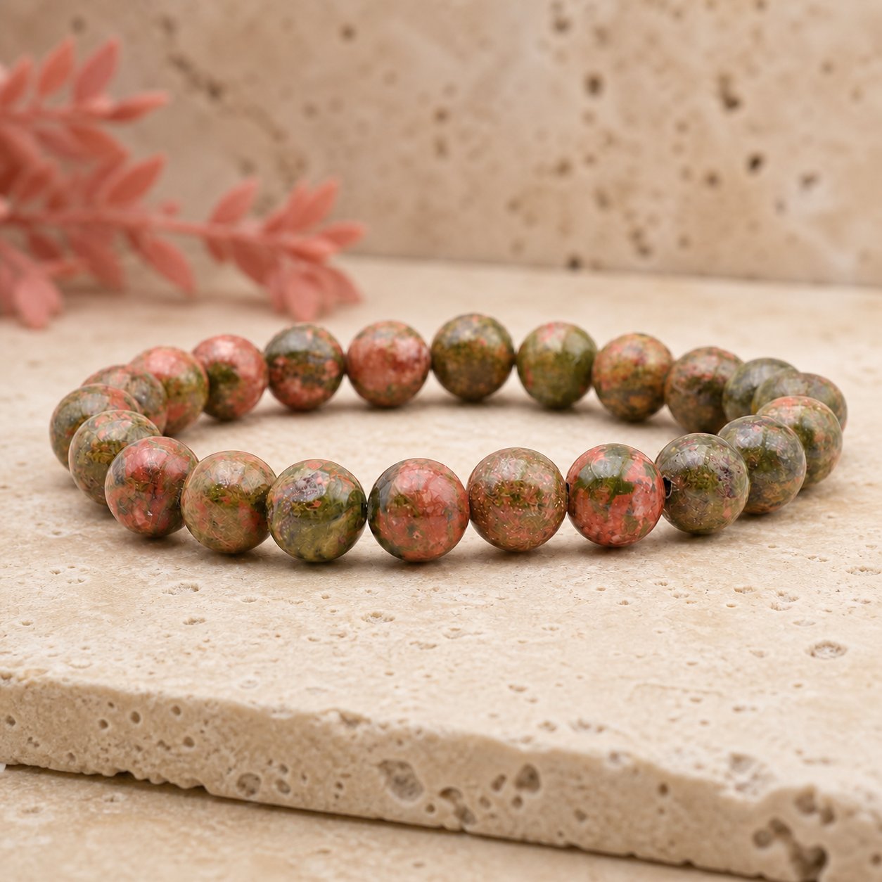 Bracelet Unakite 8 mm – Confiance Légère